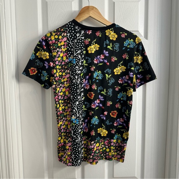 Versace T-Shirt Short Sleeve Unisex Floral Black Designer Size Extra Small - Picture 4 of 8